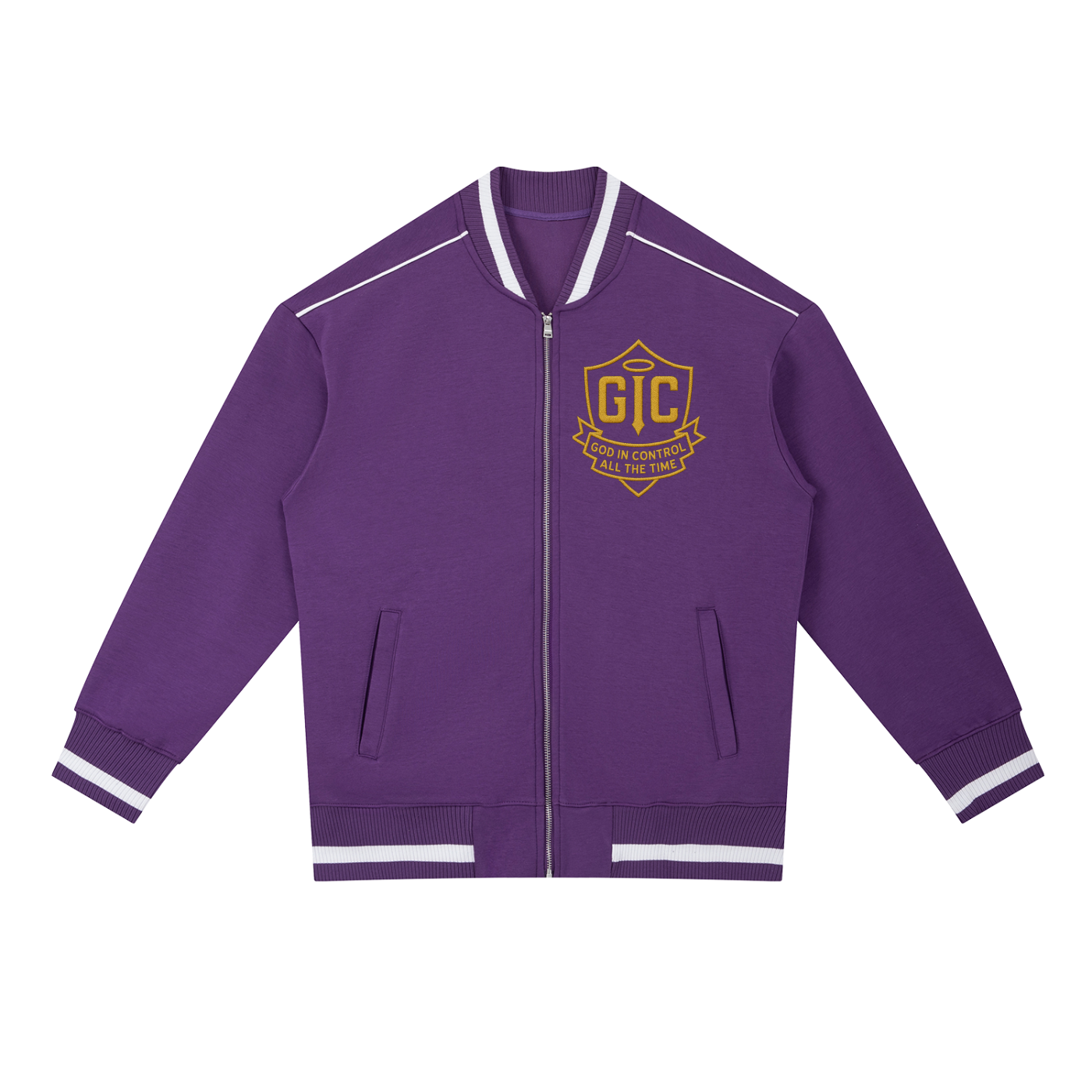 Contrast Piping Zip Bomber Jacket