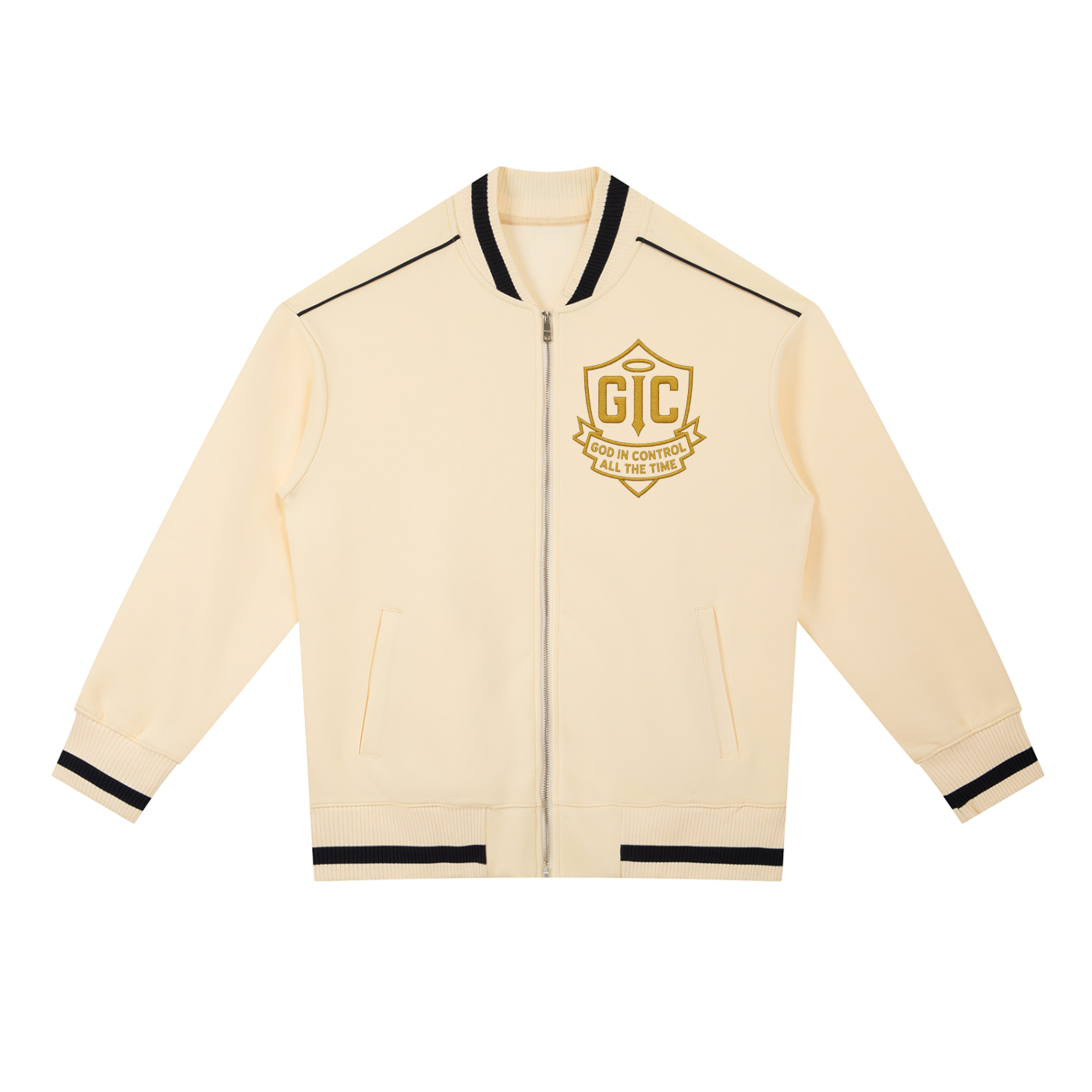 Contrast Piping Zip Bomber Jacket