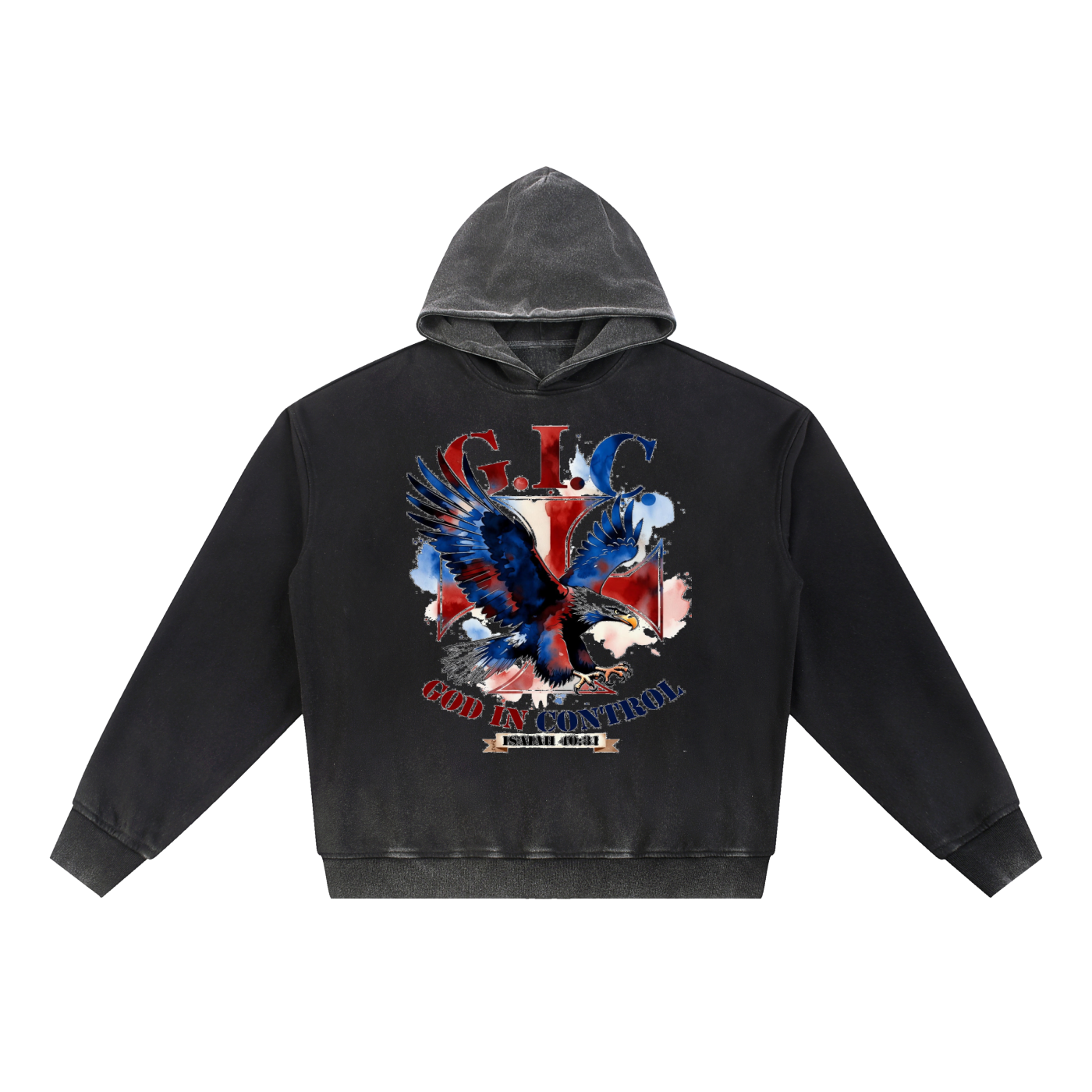 Vintage Washed Gradient Fleece Hoodie