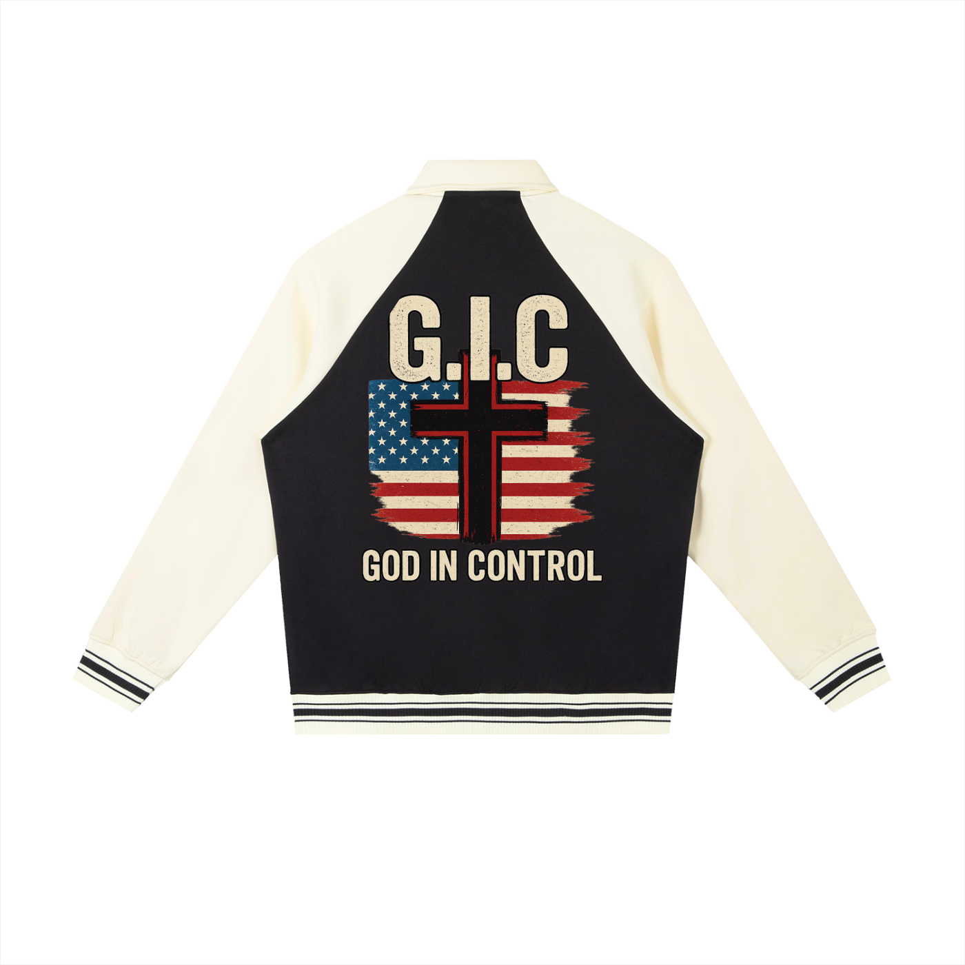 Contrast Raglan Sleeve Baseball Jacket