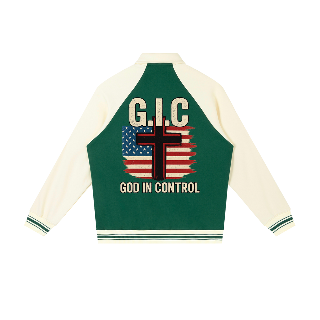Contrast Raglan Sleeve Baseball Jacket